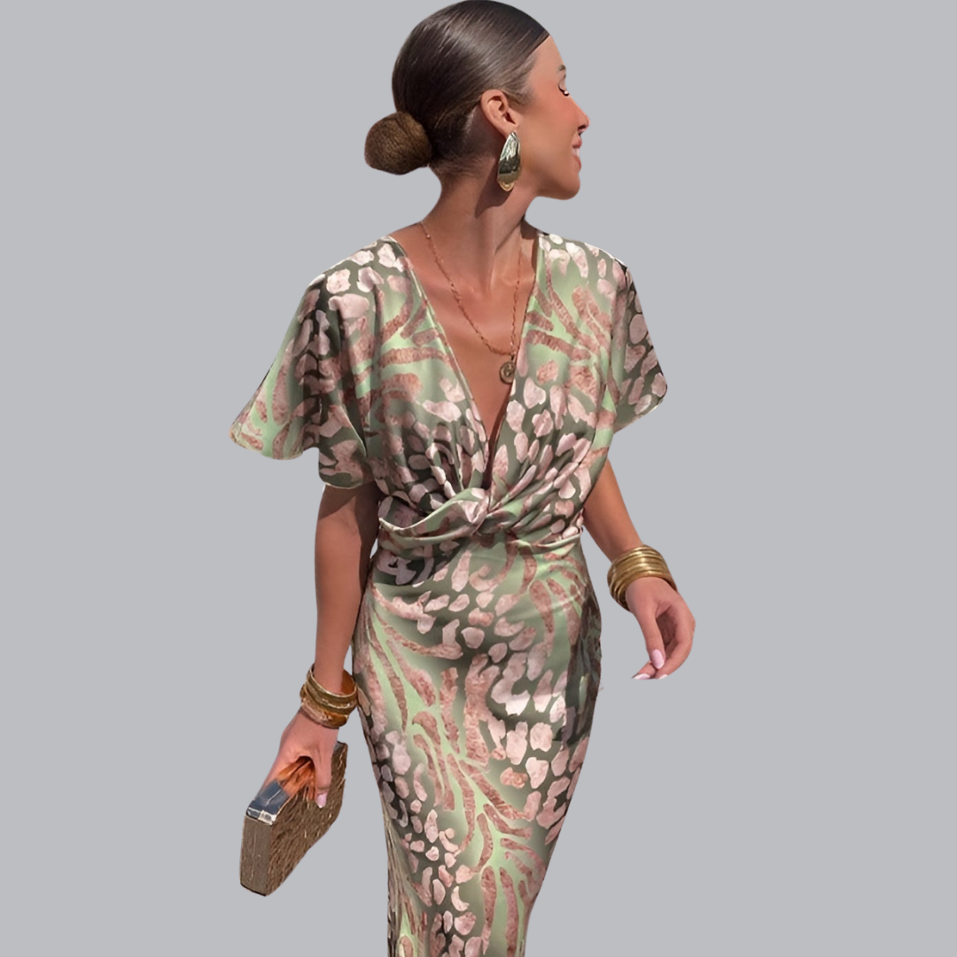 Ernestine™ | Elegante abito lungo con scollo a V intrecciato