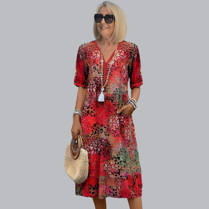 Sabine™ | Elegante abito midi dal design vivace