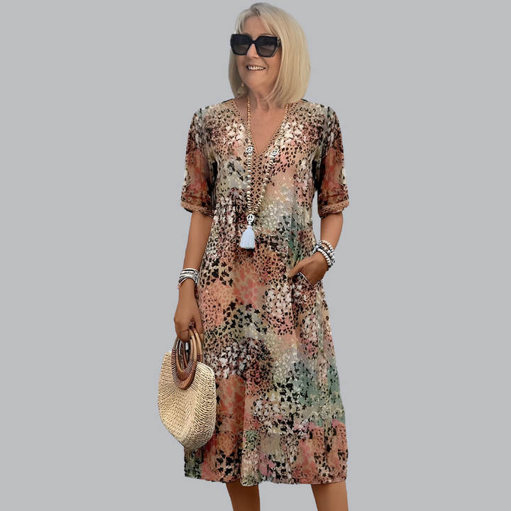 Sabine™ | Elegante abito midi dal design vivace