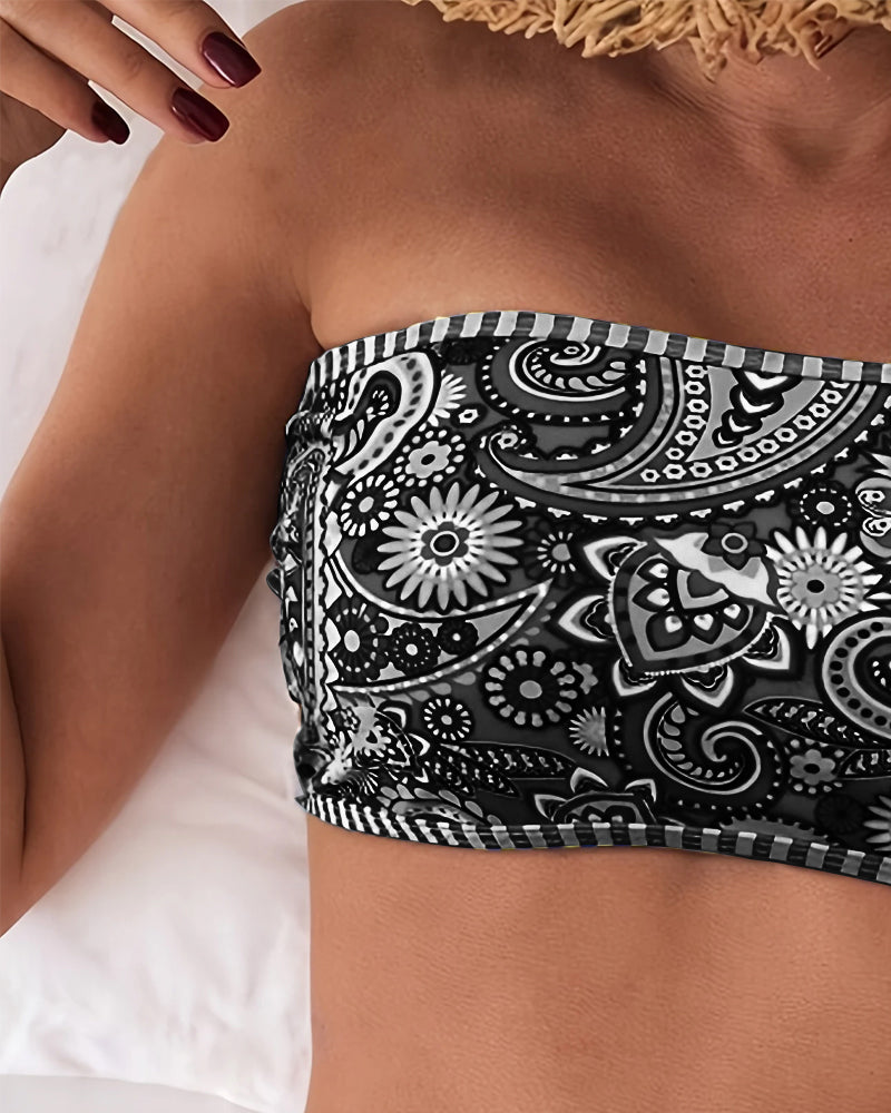 Two-Piece Ethnic Style Printed Swimsuit
