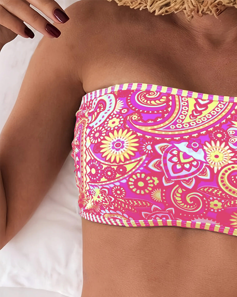 Two-Piece Ethnic Style Printed Swimsuit