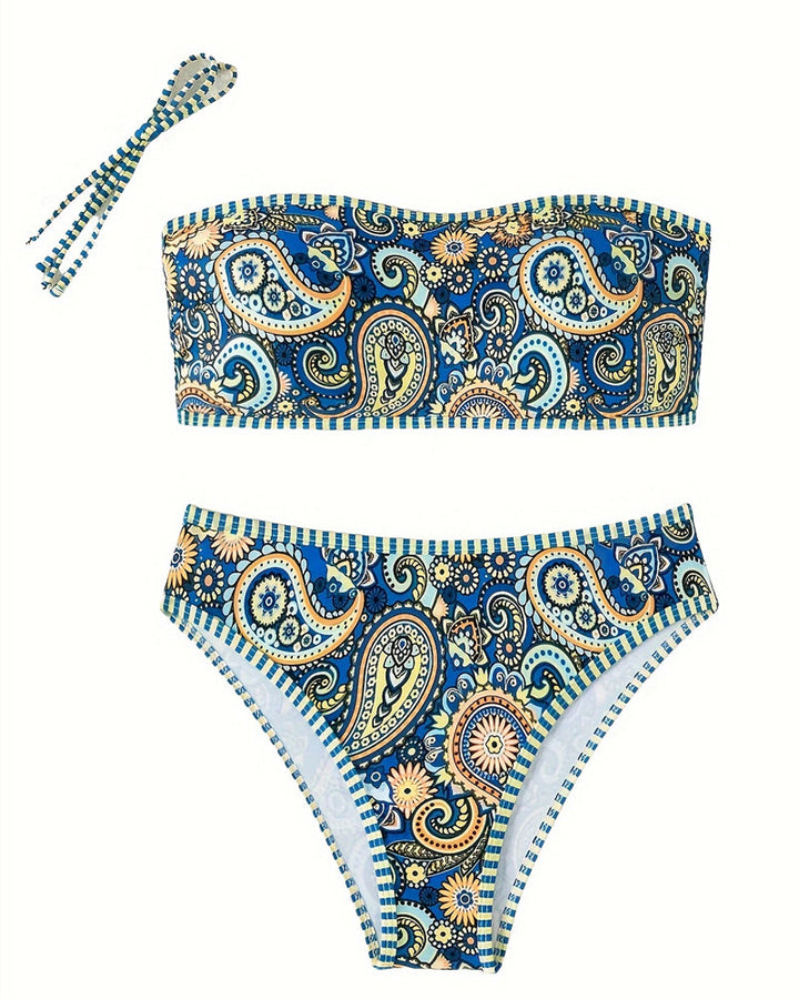 Two-Piece Ethnic Style Printed Swimsuit