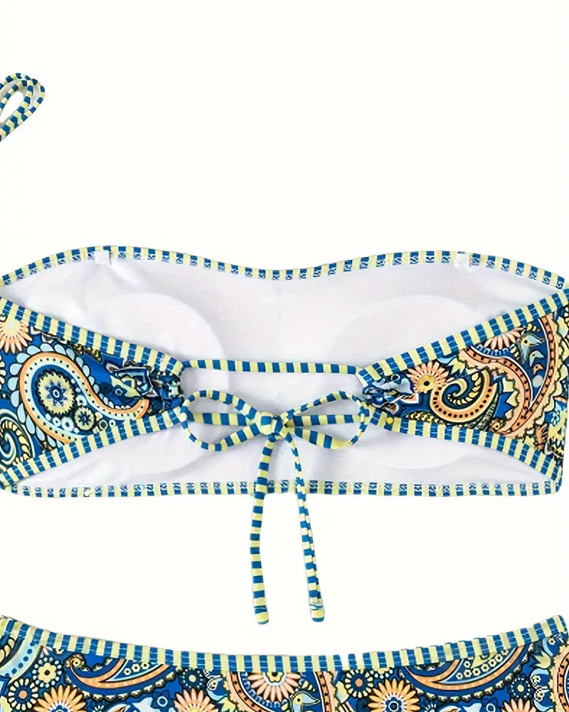 Two-Piece Ethnic Style Printed Swimsuit