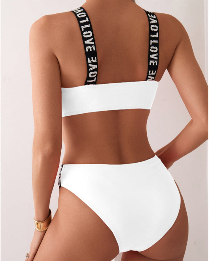 Bikini Letter Strap Bra Two Piece