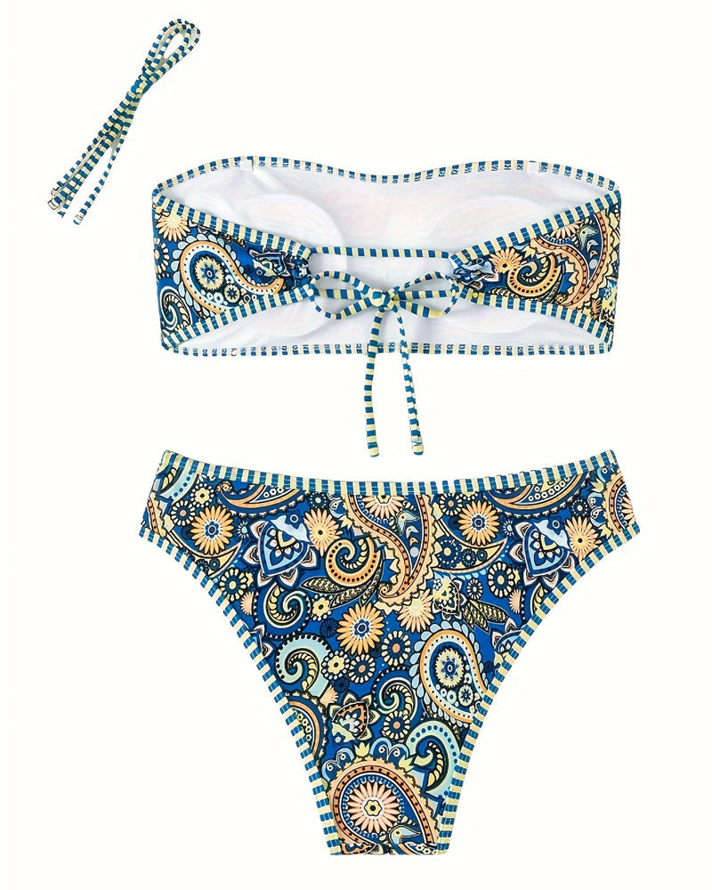 Two-Piece Ethnic Style Printed Swimsuit