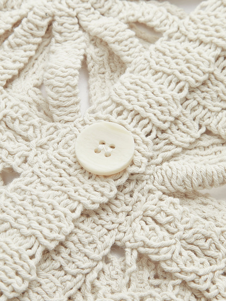 Cardigan con bottoni sul davanti, motivo quadrato all'uncinetto