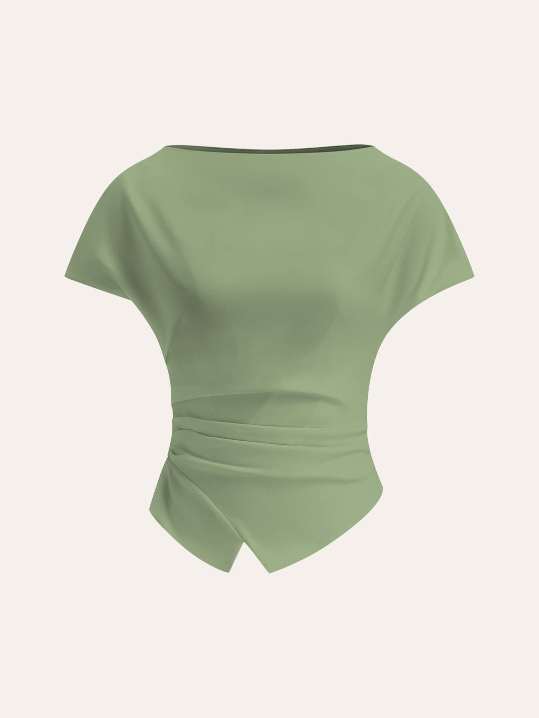 T-shirt con orlo asimmetrico e arricciature