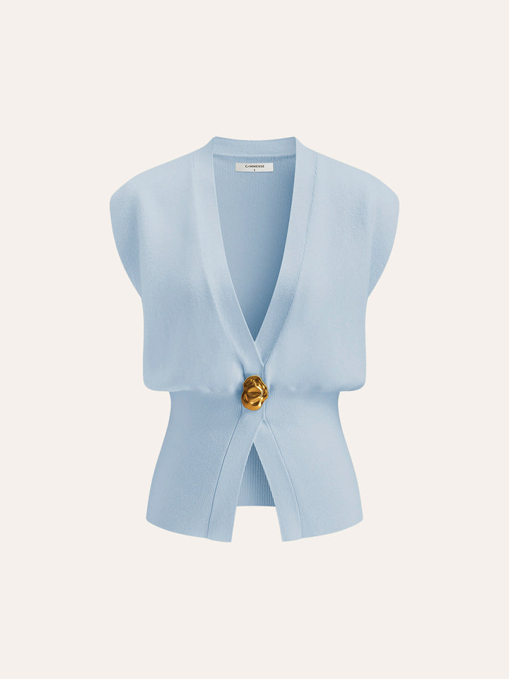 Gilet con scollo a V e bottoni