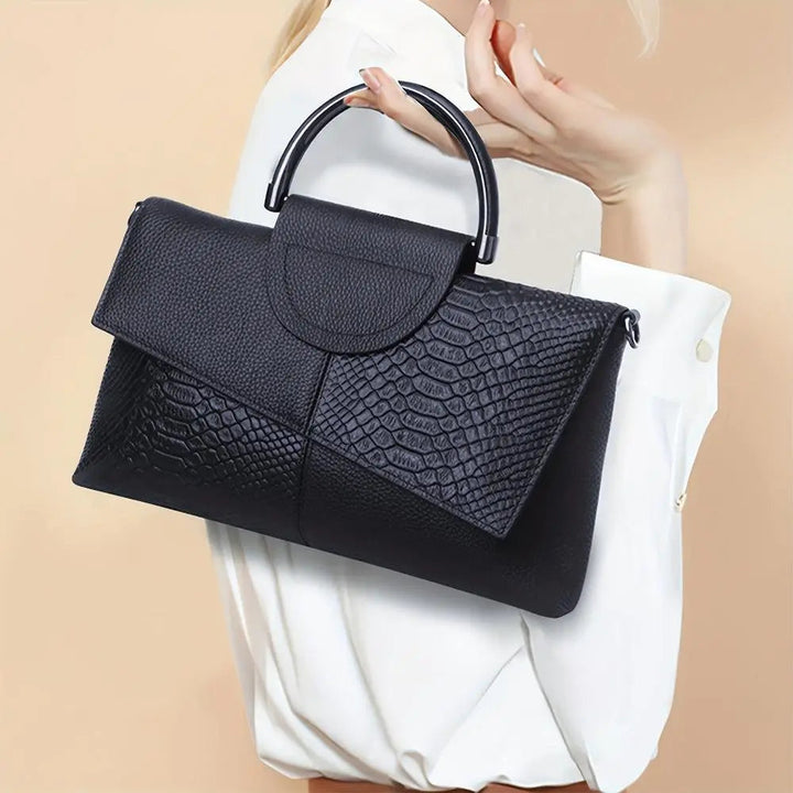 Borsa di lusso Celeste con stampa coccodrillo