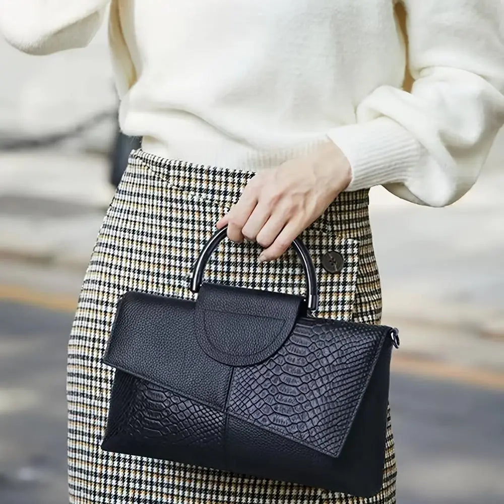 Borsa di lusso Celeste con stampa coccodrillo