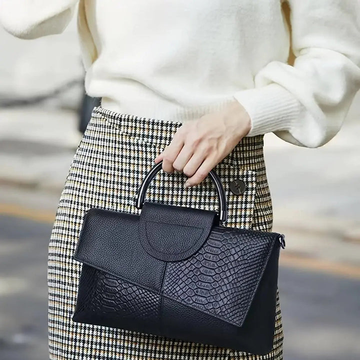 Borsa di lusso Celeste con stampa coccodrillo