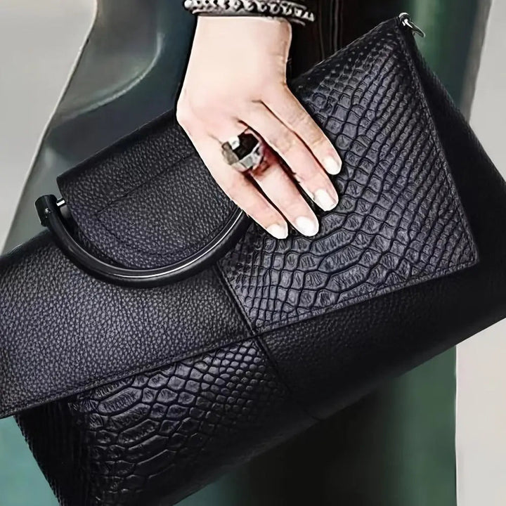 Borsa di lusso Celeste con stampa coccodrillo