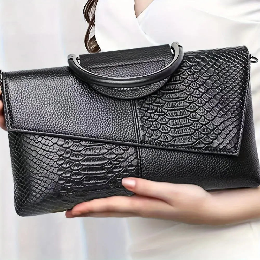 Borsa di lusso Celeste con stampa coccodrillo