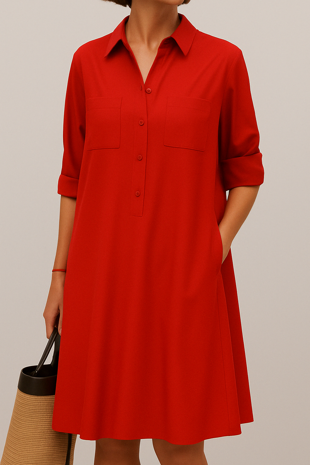 Barbara | Elegante Gekleurde Jurk met Knoopjes