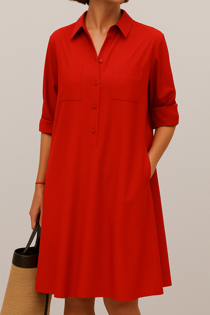 Barbara | Elegante Gekleurde Jurk met Knoopjes