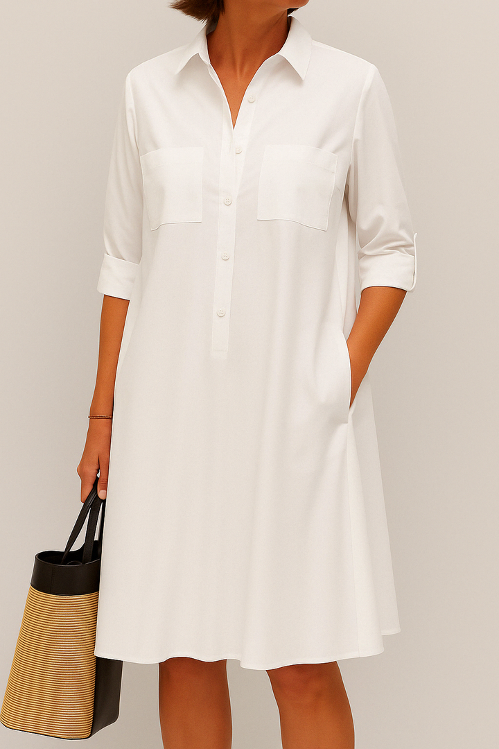 Barbara | Elegante Gekleurde Jurk met Knoopjes
