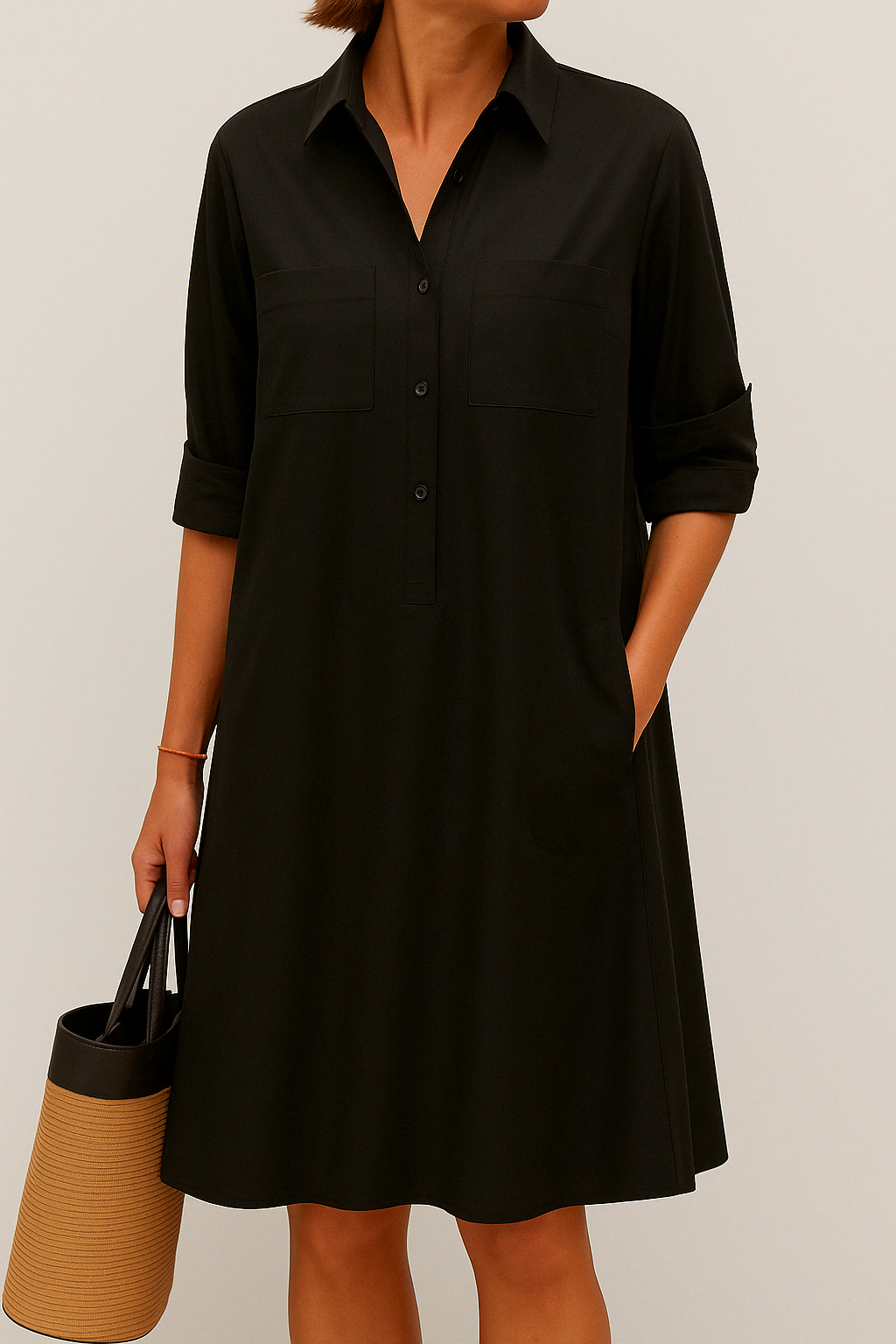 Barbara | Elegante Gekleurde Jurk met Knoopjes