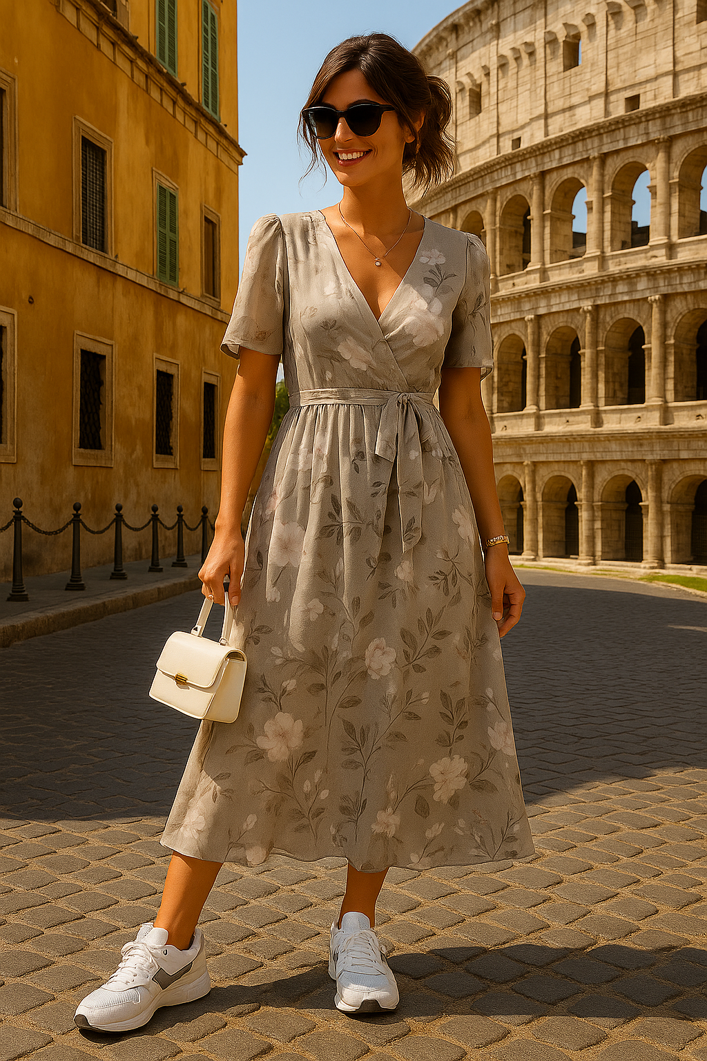 Anneloes | Elegant V-neck Dress with a Swinging Fit