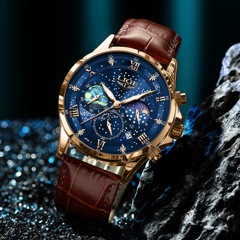 Elegante orologio con fasi lunari