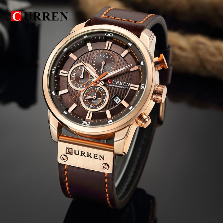 Elegante orologio al quarzo con cinturino in pelle