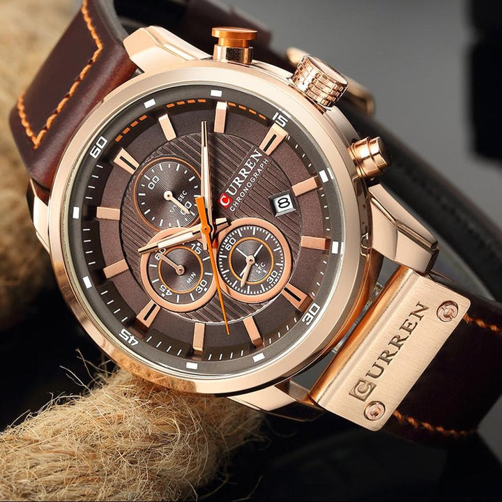 Elegante orologio al quarzo con cinturino in pelle