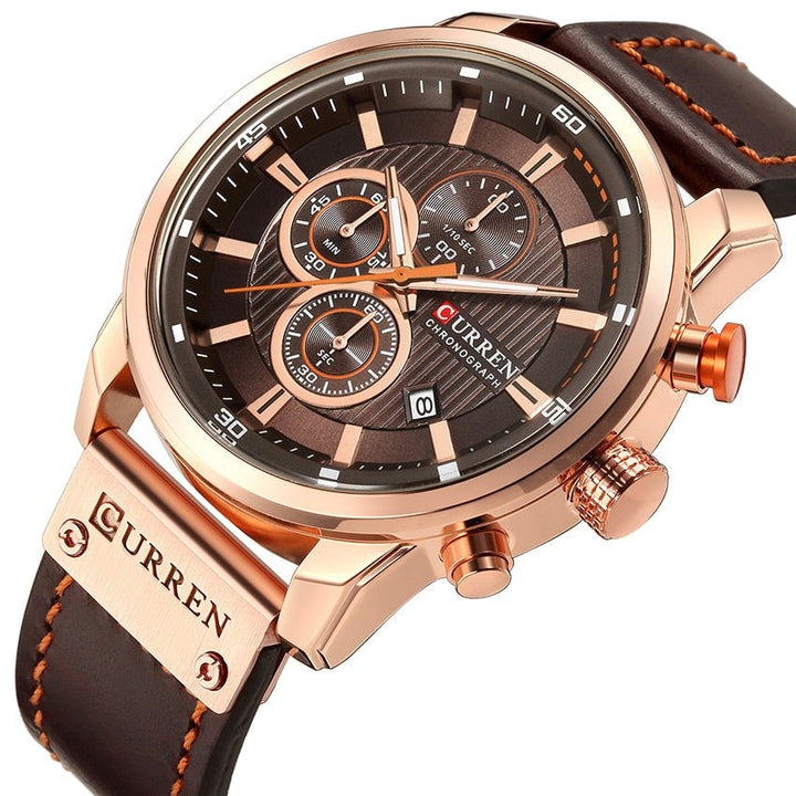 Elegante orologio al quarzo con cinturino in pelle