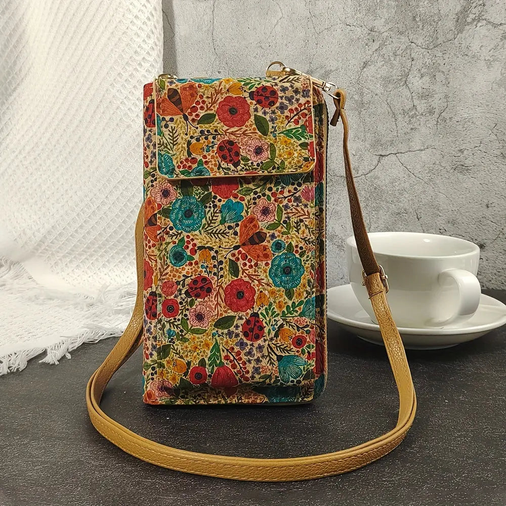 Portafoglio a tracolla floreale Lila Boho