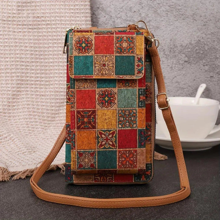 Portafoglio a tracolla floreale Lila Boho