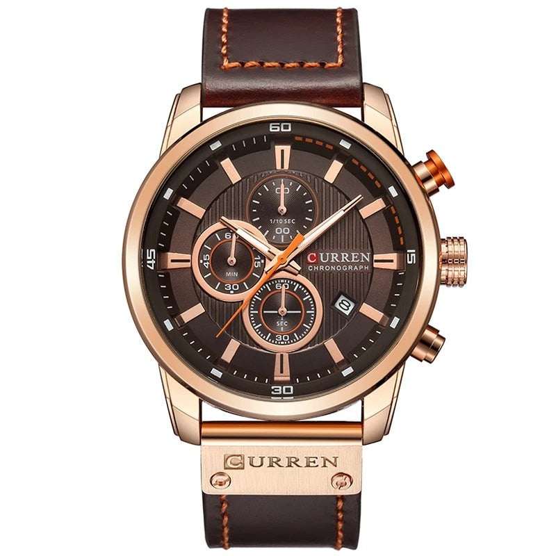 Elegante orologio al quarzo con cinturino in pelle