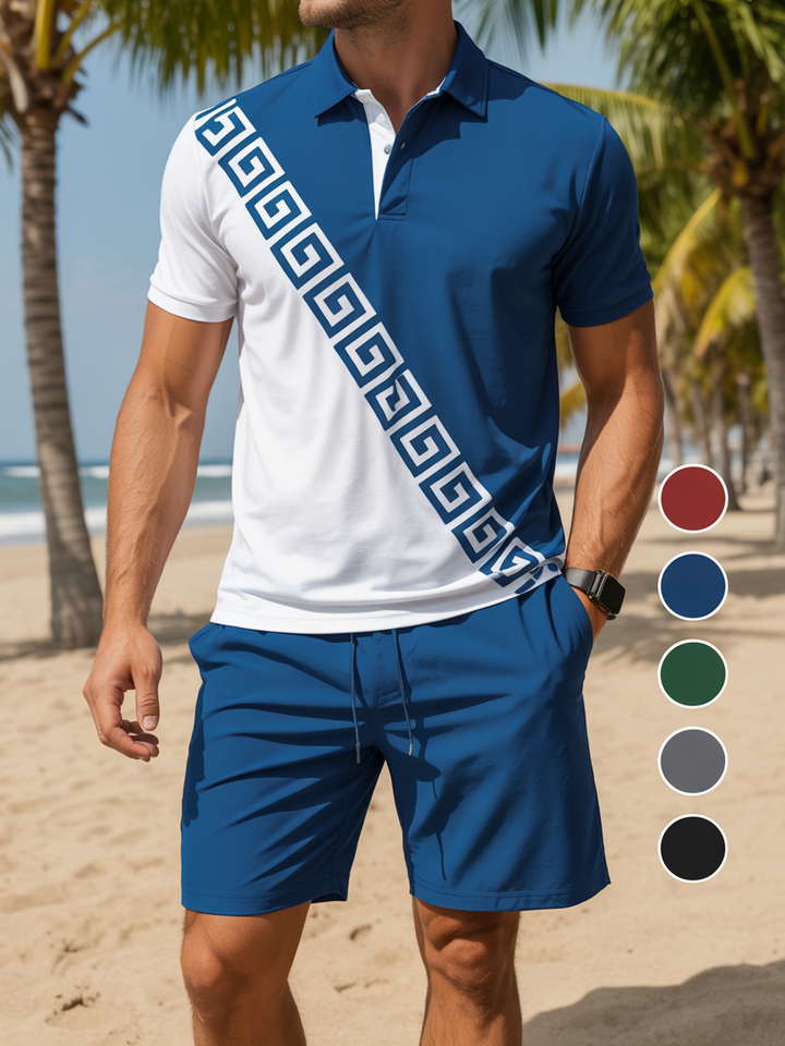 Men's Casual Business Short-sleeved Polo Suit
