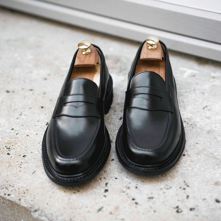 Joe - Black Leather Moccasin Shoes