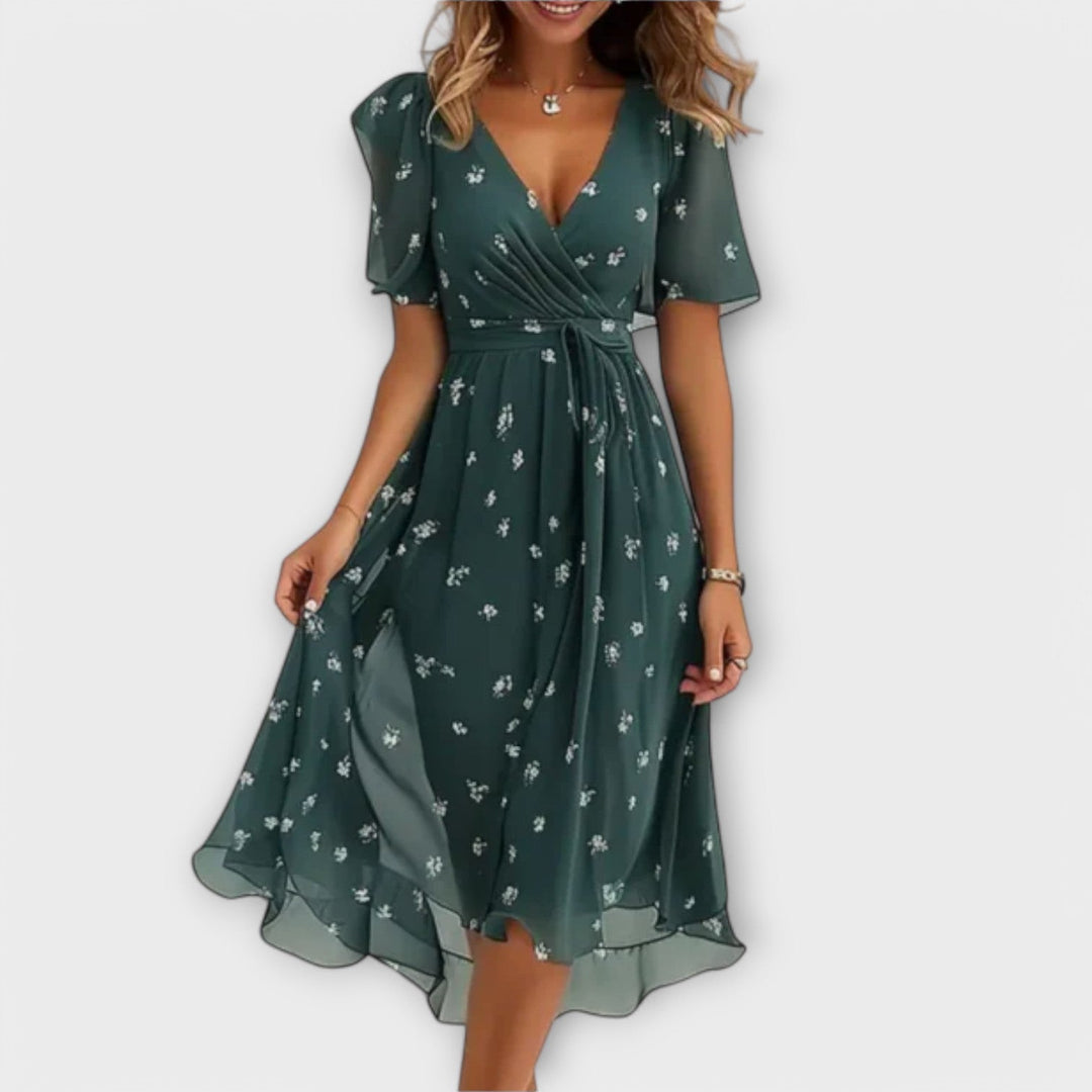Anneloes | Elegant V-neck Dress with a Swinging Fit