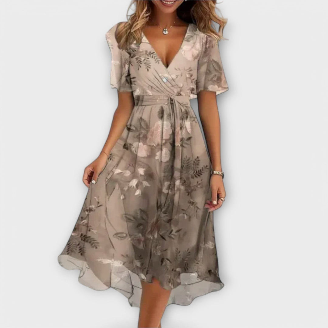 Anneloes | Elegant V-neck Dress with a Swinging Fit