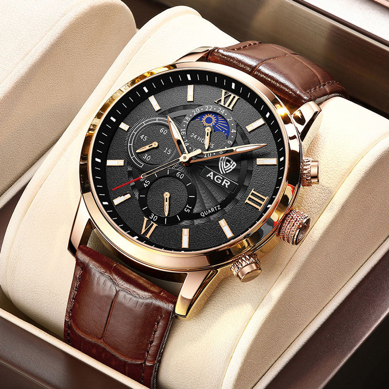 Orologio al quarzo in pelle di lusso