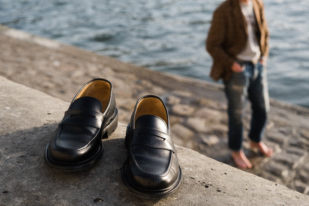 Joe - Black Leather Moccasin Shoes
