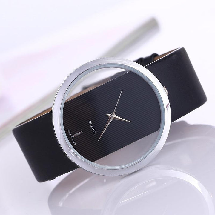 Orologio al quarzo elegante con quadrante trasparente