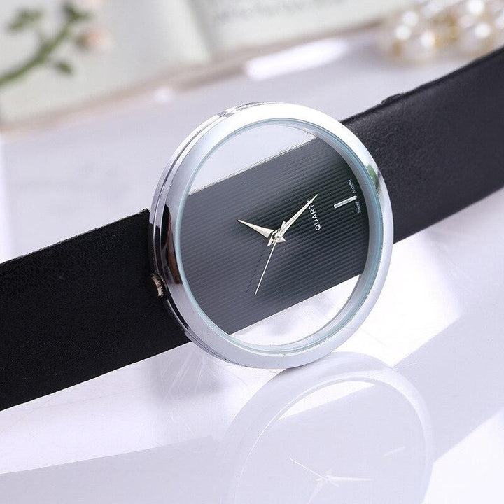 Orologio al quarzo elegante con quadrante trasparente