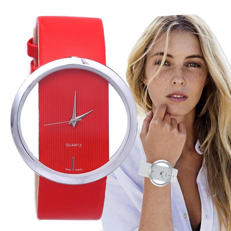Orologio al quarzo elegante con quadrante trasparente