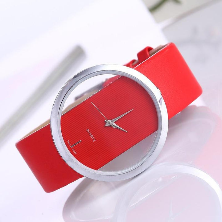 Orologio al quarzo elegante con quadrante trasparente