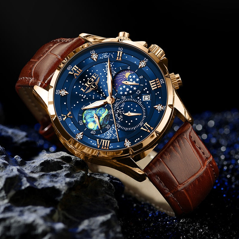 Elegante orologio con fasi lunari