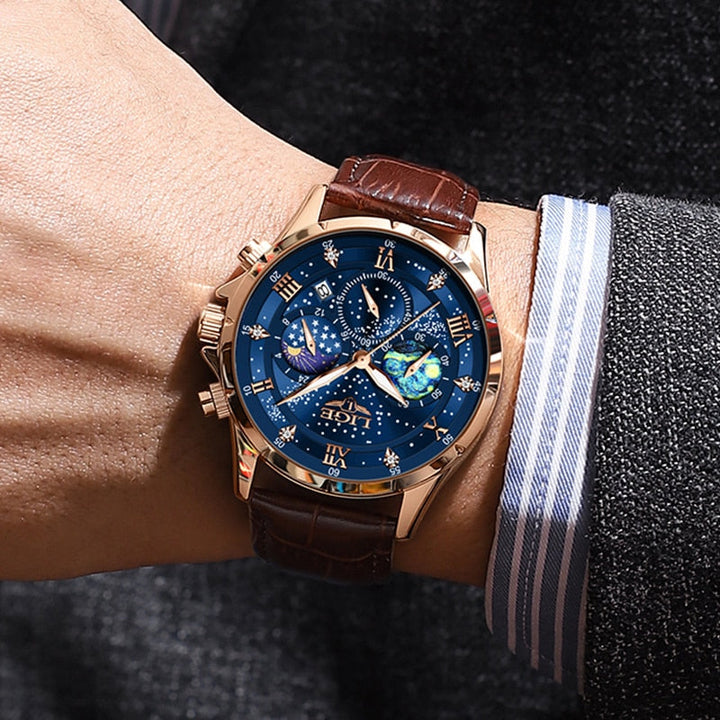 Elegante orologio con fasi lunari