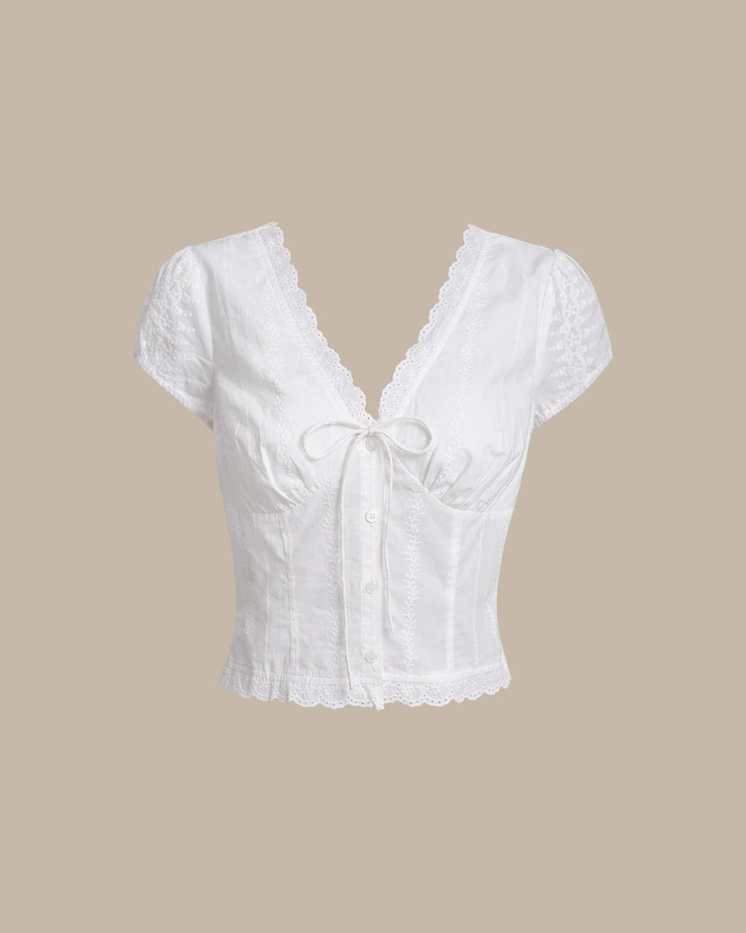 White Textured Cap Sleeve Blouse