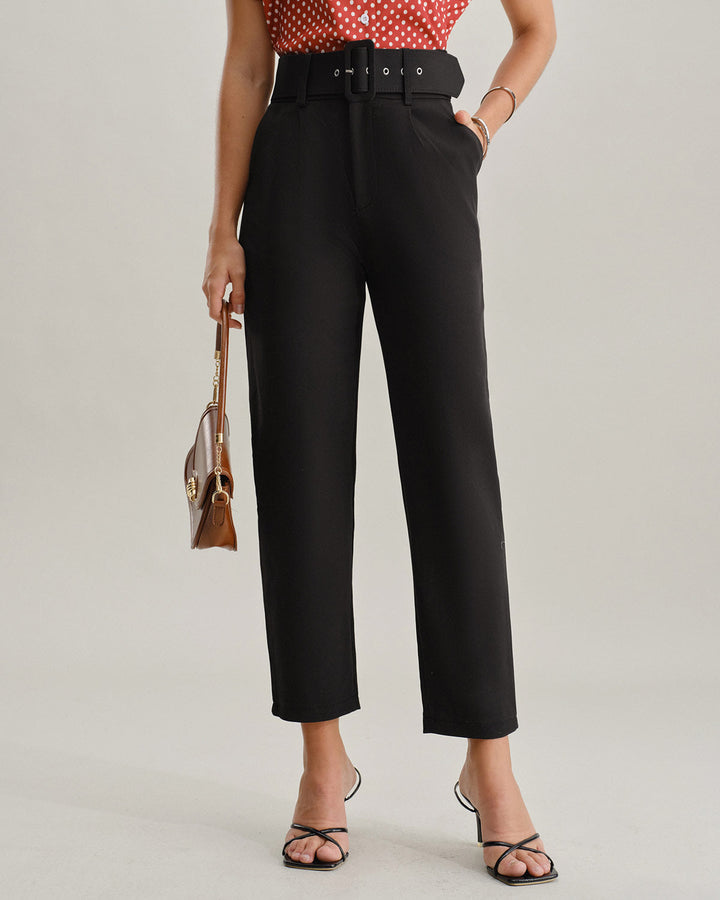 Black Straight Pegged Pants